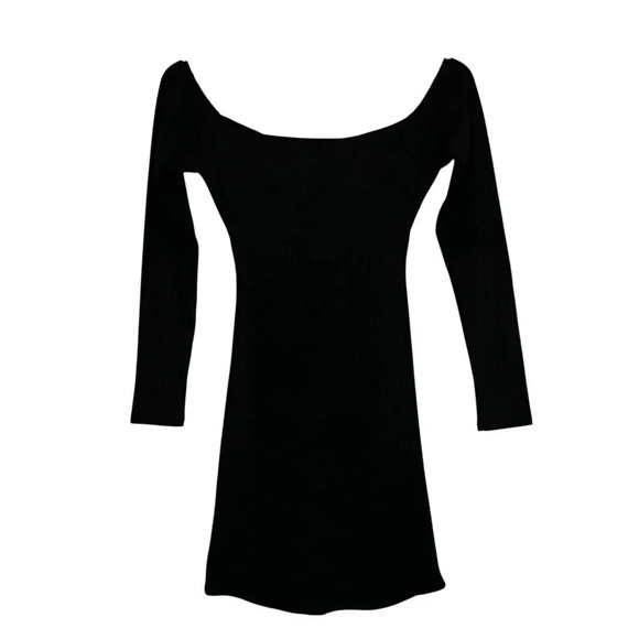Naked Wardrobe Whimsigoth Off The Shoulder Mini Dress Large Black Ruched Cut Out - Picture 4 of 8